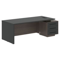 Velion VCT 2290-R (Дуб сильвер/Яшма черная) Стол руководителя на опорной тумбе, правый