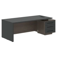 VCT 2290-R (Дуб сильвер/Яшма черная) Стол руководителя на опорной тумбе, правый