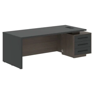 VCT 2290-R (Дуб сильвер/Яшма черная) Стол руководителя на опорной тумбе, правый