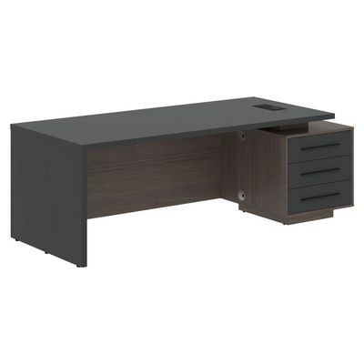 Velion VCT 2290-R (Дуб сильвер/Яшма черная) Стол руководителя на опорной тумбе, правый