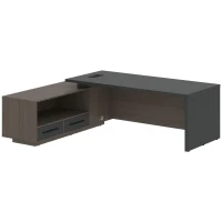VCT 2319-L (Дуб сильвер/Яшма черная) Стол руководителя на опорной тумбе, левый