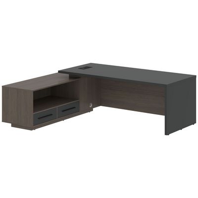 Velion VCT 2319-L (Дуб сильвер/Яшма черная) Стол руководителя на опорной тумбе, левый