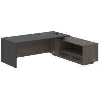 Velion VCT 2319-R (Дуб сильвер/Яшма черная) Стол руководителя на опорной тумбе, правый