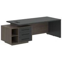 VCT 2390-L (Дуб сильвер/Яшма черная) Стол руководителя на опорной тумбе, левый