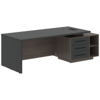 Velion VCT 2390-R (Дуб сильвер/Яшма черная) Стол руководителя на опорной тумбе, правый