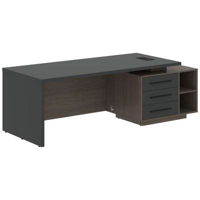 Velion VCT 2390-R (Дуб сильвер/Яшма черная) Стол руководителя на опорной тумбе, правый