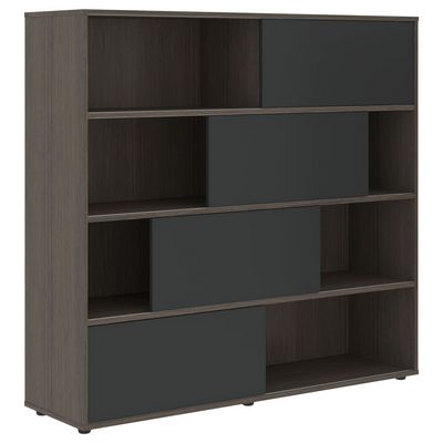 Velion VMCS 1615 (Дуб сильвер/Яшма черная) Стеллаж со слайд-дверьми