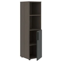 VMCS 40.5 (Дуб сильвер/Яшма черная) Шкаф-колонка с глухой малой дверью