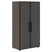 VMCS 80.2 (Дуб сильвер) Шкаф со стеклянными дверьми в металлической раме
