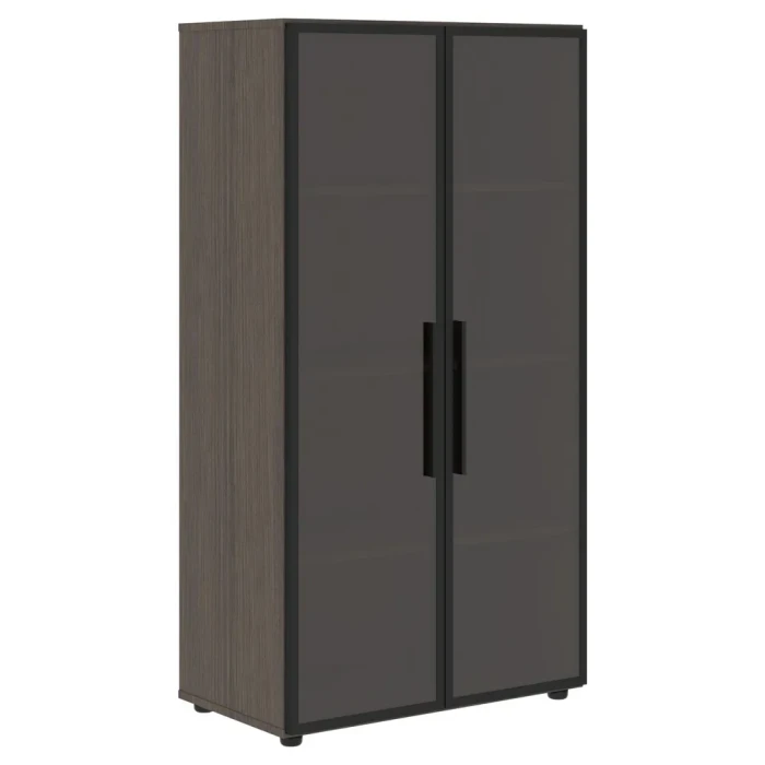 VMCS 80.2 (Дуб сильвер) Шкаф со стеклянными дверьми в металлической раме