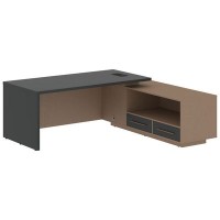 Velion VCT 2119-R (Кобра/Яшма черная) Стол руководителя на опорной тумбе, правый