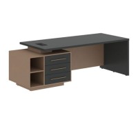 Велион VCT 2390-L (Кобра/Яшма черная) Стол руководителя на опорной тумбе, левый