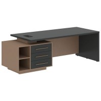 Velion VCT 2390-L (Кобра/Яшма черная) Стол руководителя на опорной тумбе, левый