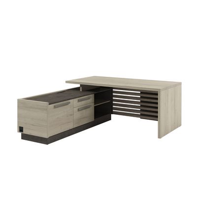 Вестар Z-218л.1000 (Дуб галифакс/Бетон чикаго) Стол руководителя на ЛДСП опорах с опорной тумбой