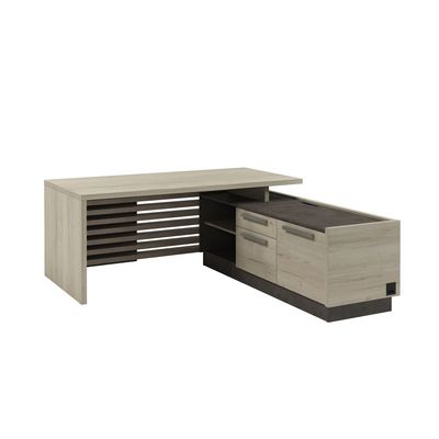 Вестар Z-218пр.1000 (Дуб галифакс/Бетон чикаго) Стол руководителя на ЛДСП опорах с опорной тумбой