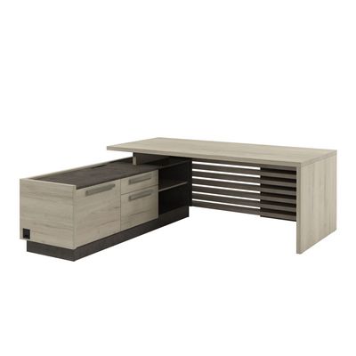 Вестар Z-220л.1000 (Дуб галифакс/Бетон чикаго) Стол руководителя на ЛДСП опорах с опорной тумбой