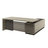 Вестар Z-220л.1000 (Дуб галифакс/Бетон чикаго) Стол руководителя на ЛДСП опорах с опорной тумбой