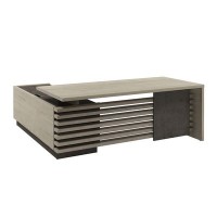 Вестар Z-220пр.1000 (Дуб галифакс/Бетон чикаго) Стол руководителя на ЛДСП опорах с опорной тумбой