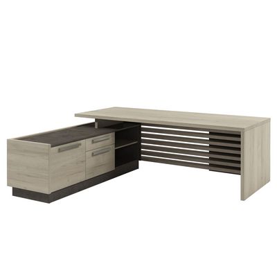 Вестар Z-222л.0000 (Дуб галифакс/Бетон чикаго) Стол руководителя на ЛДСП опорах с опорной тумбой