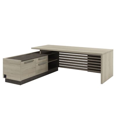 Вестар Z-222л.1000 (Дуб галифакс/Бетон чикаго) Стол руководителя на ЛДСП опорах с опорной тумбой