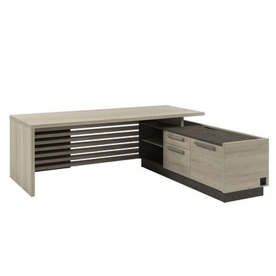 Вестар Z-222пр.1000 (Дуб галифакс/Бетон чикаго) Стол руководителя на ЛДСП опорах с опорной тумбой