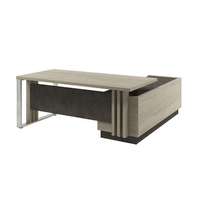 Вестар Z-418л.0000 (Дуб галифакс/Бетон чикаго) Стол руководителя с опорной тумбой и
металлической опорой