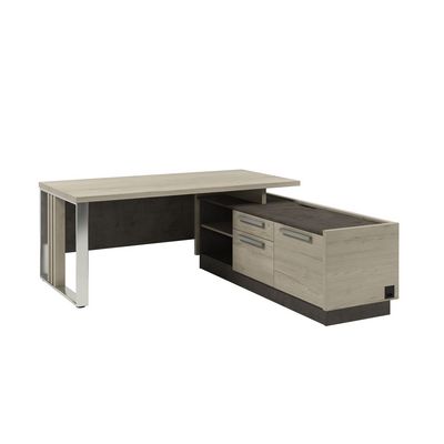 Вестар Z-418пр.1000 (Дуб галифакс/Бетон чикаго) Стол руководителя с опорной тумбой и
металлической опорой