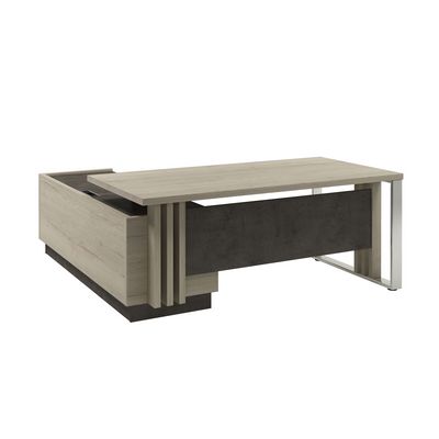 Вестар Z-418пр.1000 (Дуб галифакс/Бетон чикаго) Стол руководителя с опорной тумбой и
металлической опорой