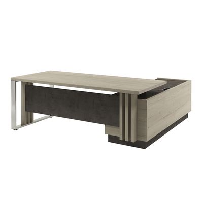 Вестар Z-420л.1000 (Дуб галифакс/Бетон чикаго) Стол руководителя с опорной тумбой и
металлической опорой