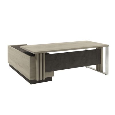 Вестар Z-420пр.0000 (Дуб галифакс/Бетон чикаго) Стол руководителя с опорной тумбой и
металлической опорой