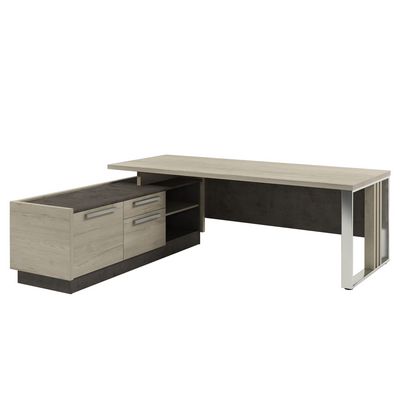 Вестар Z-422л.0000 (Дуб галифакс/Бетон чикаго) Стол руководителя с опорной тумбой и
металлической опорой