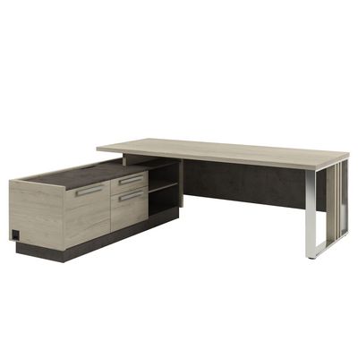 Вестар Z-422л.1000 (Дуб галифакс/Бетон чикаго) Стол руководителя с опорной тумбой и
металлической опорой