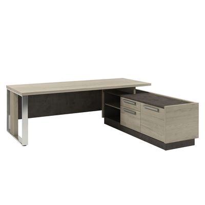 Вестар Z-422пр.0000 (Дуб галифакс/Бетон чикаго) Стол руководителя с опорной тумбой и
металлической опорой