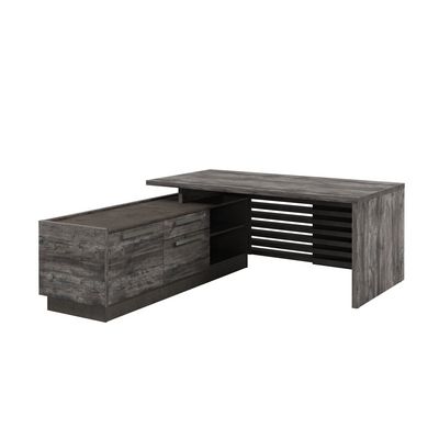 Вестар Z-218л.0000 (Сосна пасадена/Бетон чикаго) Стол руководителя на ЛДСП опорах с опорной тумбой