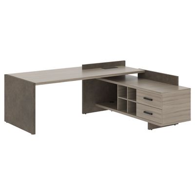 Wood&Stone СФ-531202 (Дрифтвуд/Бетон Чикаго темный) Стол руководителя, с тумбой, правый