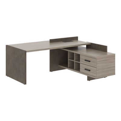 Wood&Stone СФ-531212 (Дрифтвуд/Бетон Чикаго темный) Стол руководителя, с тумбой, правый