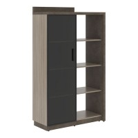 Wood&Stone СФ-534181 (Дрифтвуд/Бетон Чикаго темный) Шкаф со стеклянной дверью левый