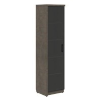 Wood&Stone СФ-534581 (Дрифтвуд/Бетон Чикаго темный) Шкаф узкий со стеклянной дверью левый