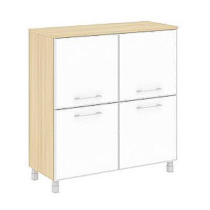 LT.SD-1.2 R white (Акация лорка) Шкаф четырехсекционный (4 фасада квадратных стекло в раме лакобель белое)