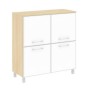 Yalta LT.SD-1.2 R white (Акация лорка) Шкаф четырехсекционный (4 фасада квадратных стекло в раме лакобель белое)