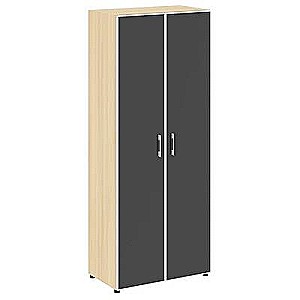 LT.ST-1.10 R black (Акация лорка) Шкаф высокий широкий (2 высоких фасада стекло лакобель черное в раме)