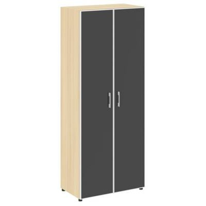 LT.ST-1.10 R black (Акация лорка) Шкаф высокий широкий (2 высоких фасада стекло лакобель черное в раме)