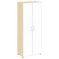 Yalta LT.ST-1.10 R white (Акация лорка) Шкаф высокий широкий (2 высоких фасада стекло лакобель белое в раме)