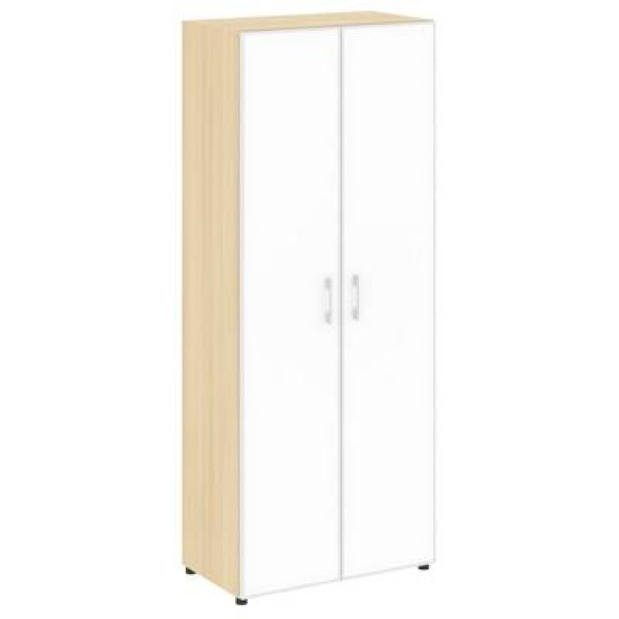 LT.ST-1.10 R white (Акация лорка) Шкаф высокий широкий (2 высоких фасада стекло лакобель белое в раме)