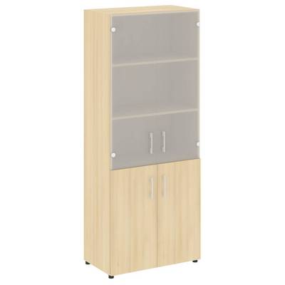 Yalta LT.ST-1.2 (Акация лорка) Шкаф высокий широкий (2 низких фасада ЛДСП + 2 средних фасада стекло)