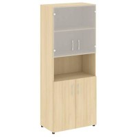 Yalta LT.ST-1.4 (Акация лорка) Шкаф высокий широкий (2 низких фасада ЛДСП + 2 низких фасада стекло)