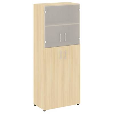 Yalta LT.ST-1.7 (Акация лорка) Шкаф высокий широкий (2 средних фасада ЛДСП + 2 низких фасада стекло)