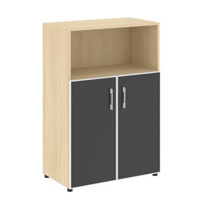 Yalta LT.ST-2.2 R black (Акация лорка) Шкаф средний широкий (2 низких фасада стекло лакобель черное в раме)