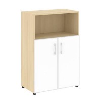 Yalta LT.ST-2.2 R white (Акация лорка) Шкаф средний широкий (2 низких фасада стекло лакобель белое в раме)