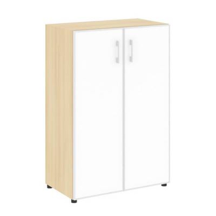 LT.ST-2.4 R white (Акация лорка) Шкаф средний широкий (2 средних фасада стекло лакобель белое в раме)